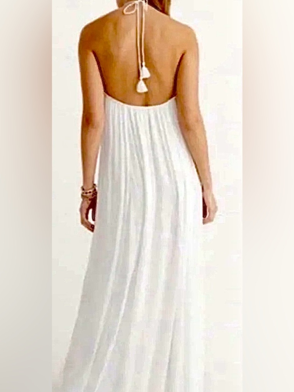 Abercrombie & Fitch White Embroidered Halter Maxi Dress XS/S - Picture 16 of 16